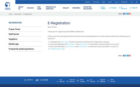 E-Registration | Information - - ADNOC Distribution
