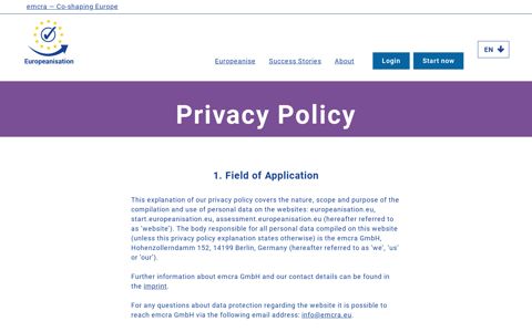 Privacy Policy / Selfassessment Europeanisation / emcra ...