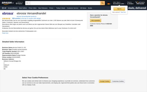 Amazon.de Seller Profile: ebrosia Versandhandel