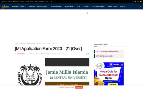 JMI Application Form 2020 - 21 (Over) - AglaSem Admission