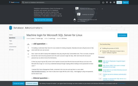 Machine login for Microsoft SQL Server for Linux - Database ...