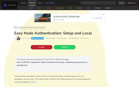 Easy Node Authentication: Setup and Local ― Scotch.io
