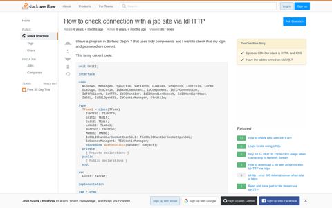 How to check connection with a jsp site via IdHTTP - Stack ...
