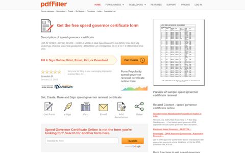 Speed Governor Certificate - Fill Online, Printable, Fillable ...