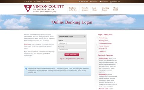VCNB Online Banking Login for Personal and Business Banking