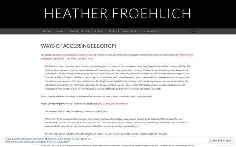 Ways of Accessing EEBO(TCP) | heather froehlich