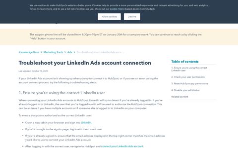 Troubleshoot your LinkedIn Ads account connection