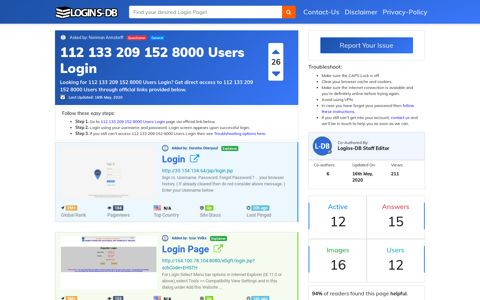 112 133 209 152 8000 Users Login - Logins-DB