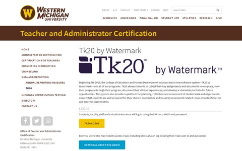 Tk20 by Watermark - Western Michigan University