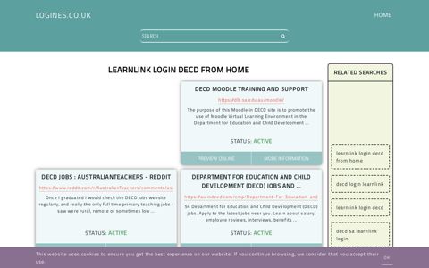learnlink login decd from home - General Information about Login