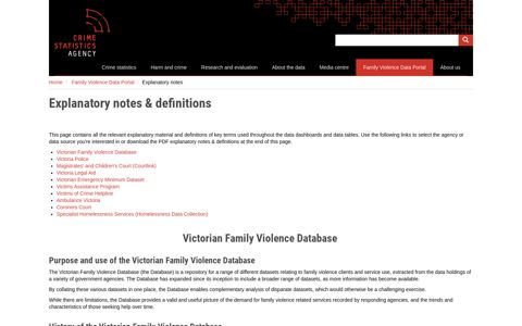 Explanatory notes & definitions | Crime Statistics Agency Victoria