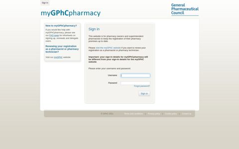 myGPhCpharmacy - Sign In