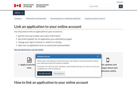Link an application to your online account - Canada.ca