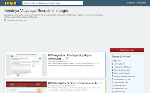 Kendriya Vidyalaya Recruitment Login
