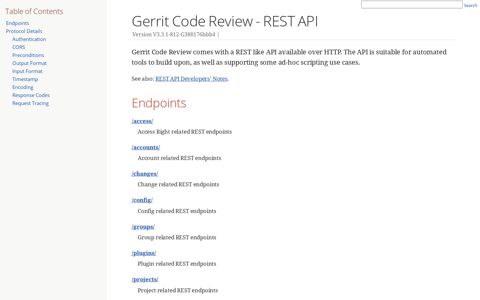 REST API - Gerrit Code Review
