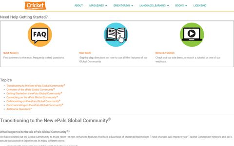 ePals Global Community® FAQs - Cricket Media