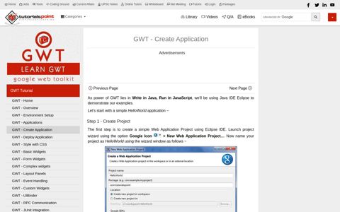 GWT - Create Application - Tutorialspoint