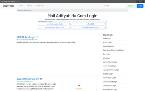 Mail Adityabirla Com - IBM iNotes Login - LoginFacts