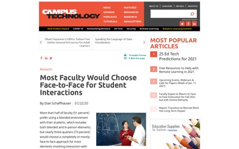 Most Faculty Would Choose Face-to-Face for Student ...