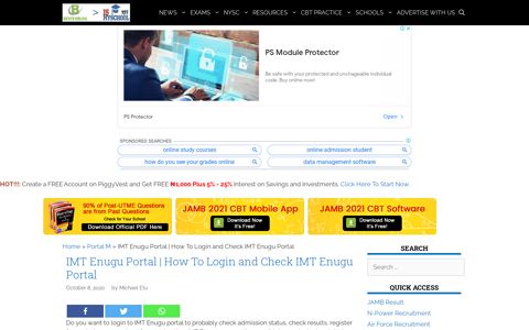 IMT Enugu Portal | How To Login and Check IMT ... - IsMySchool