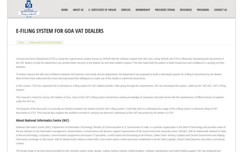 e-filing system for Goa VAT Dealers - GCCI