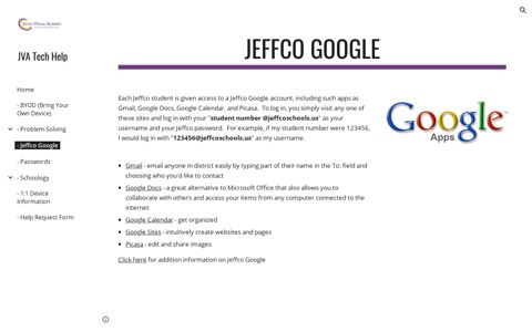 JVA Tech Help - - Jeffco Google - Google Sites