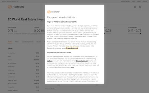 ECWO.SI - EC World Real Estate Investment Trust Profile ...