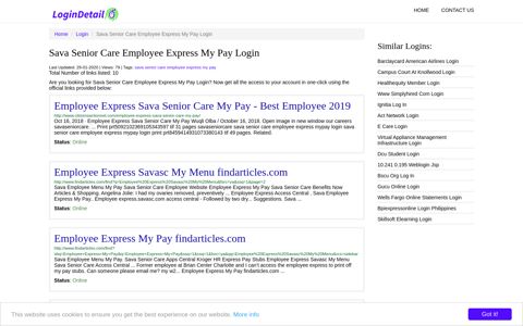 Sava Senior Care Employee Express My Pay Login Employee ...