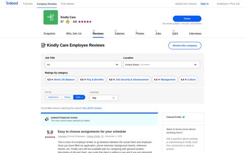 Working at Kindly Care: 64 Reviews | Indeed.com