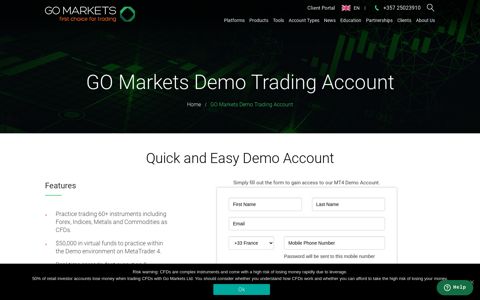 MetaTrader 4 demo account - Why GO Markets
