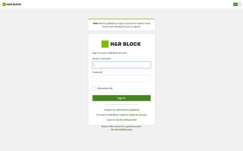 H&R Block: Sign In