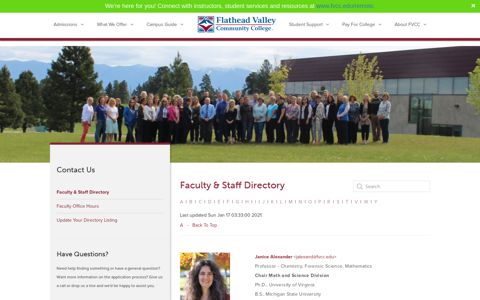Faculty & Staff Directory- Flathead Valley Community College