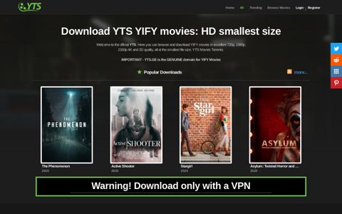 YTS: The Official Home of YIFY Movies Torrent Download