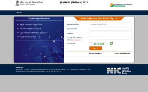january jee(main) 2020 - Testservices.nic.in