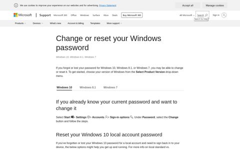 Change or reset your Windows password - Microsoft Support