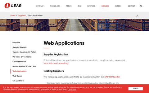 Web Applications | Suppliers | Lear Corporation