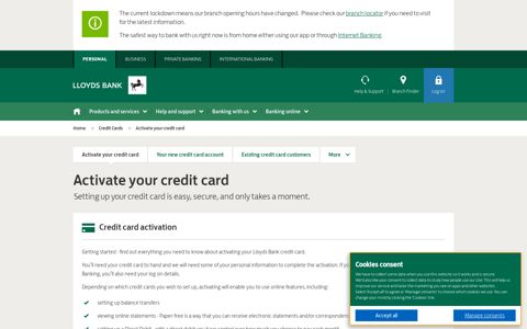 Activate and Set Up Your Credit Card | Lloyds Bank
