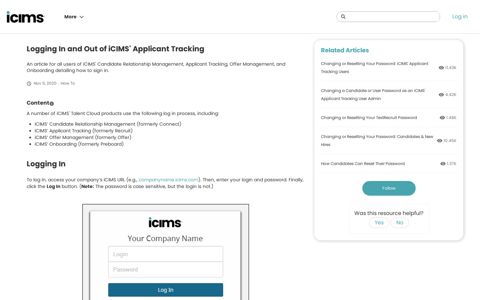 Logging In and Out of iCIMS' Applicant Tracking