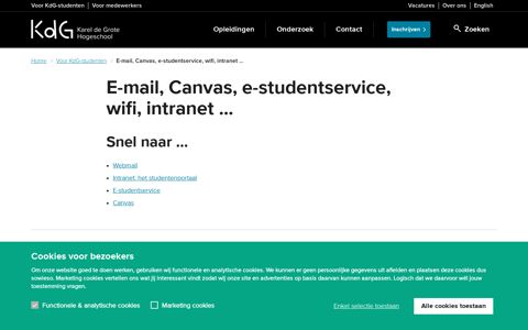E-mail, Canvas, e-studentservice, wifi, intranet ... | Karel de ...