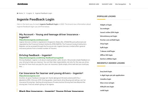 Ingenie Feedback Login ❤️ One Click Access - iLoveLogin