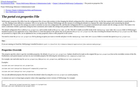 The portal-ext.properties File (Project WebSynergy Milestone ...