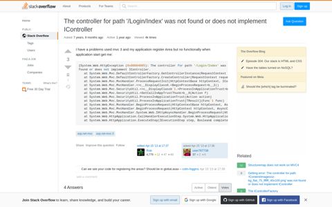 The controller for path '/Login/Index' was not found or does not ...