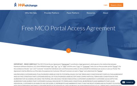 Free MCO Portal Access Agreement - HHAeXchange