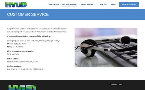 HVUD | Customer Service - Harpeth Valley Utilities District