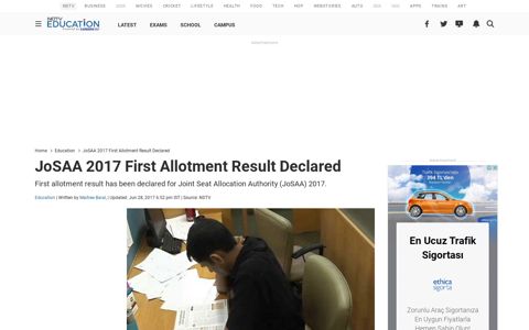 JoSAA 2017 First Allotment Result Declared - NDTV.com