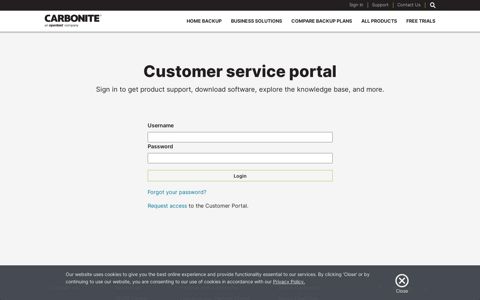 Carbonite EVault Customer Service Portal | Carbonite