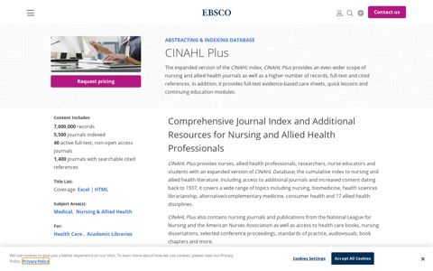 CINAHL Plus | EBSCO