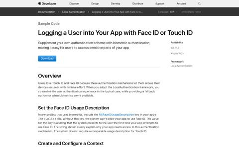 Logging a User into Your App with Face ID or Touch ID | Apple ...