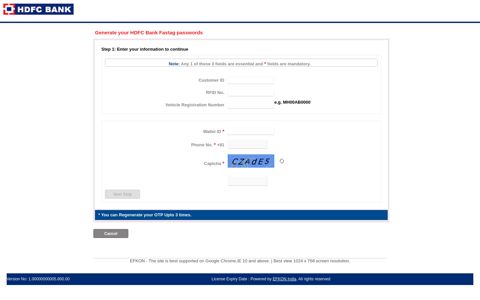 Registration - HDFC FASTag - HDFC Bank