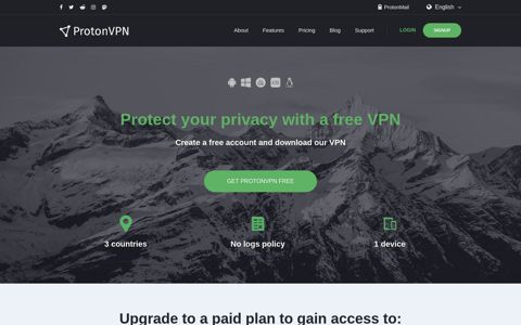 The only free VPN with no ads and no speed limits - ProtonVPN